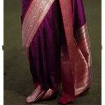 Thumbnail for DEIANA'S Beautiful Golden Jari with New Design Soft Lichi Silk Saree - Purple - Distacart