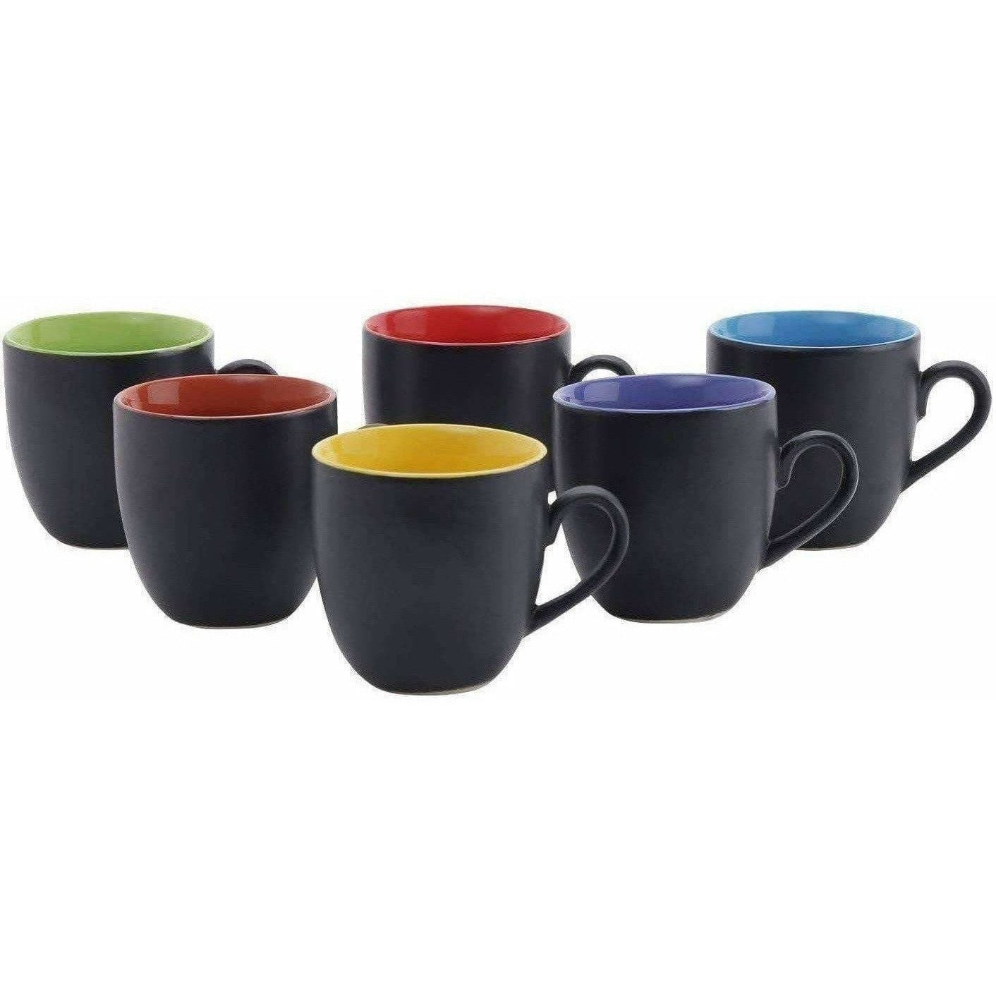 Black Mat Multicolour Tea/Coffee Cups, 180 Ml, Set of 6 Pieces. - Distacart