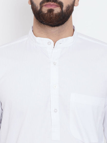 Even Apparels White Pure Cotton Men's Kurta With Band Collar - Distacart