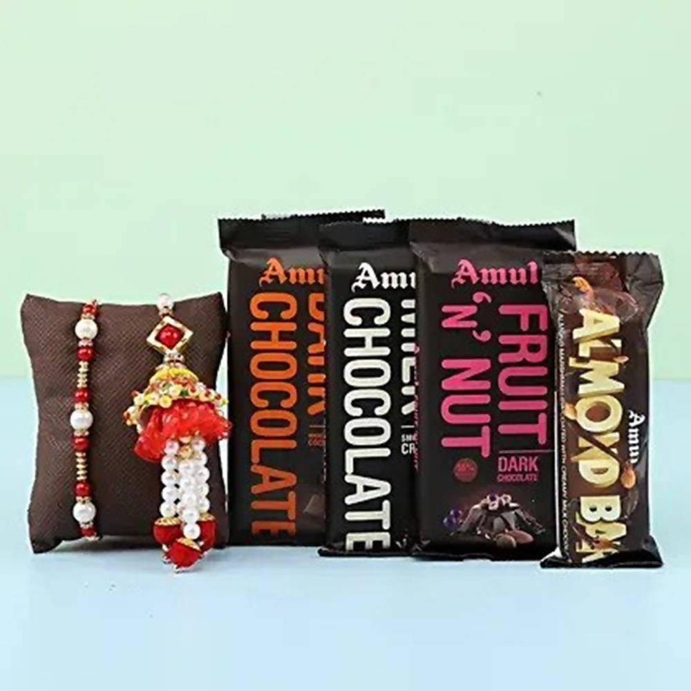Festive Rakhi & Amul Chocolates Combo