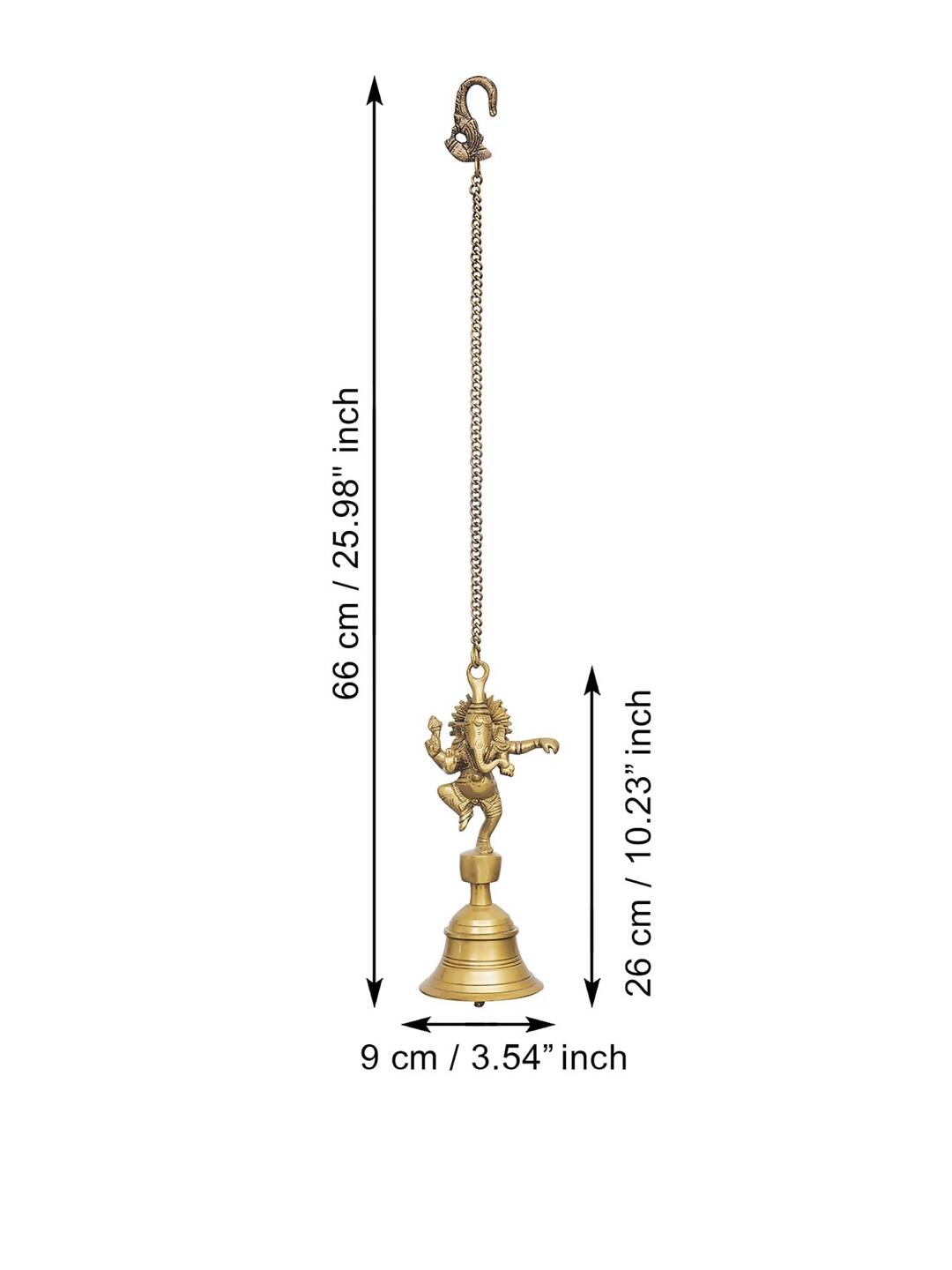 eCraftIndia Golden Brass Dancing Ganesha Idol Wall Hanging Bell With Chain - Distacart