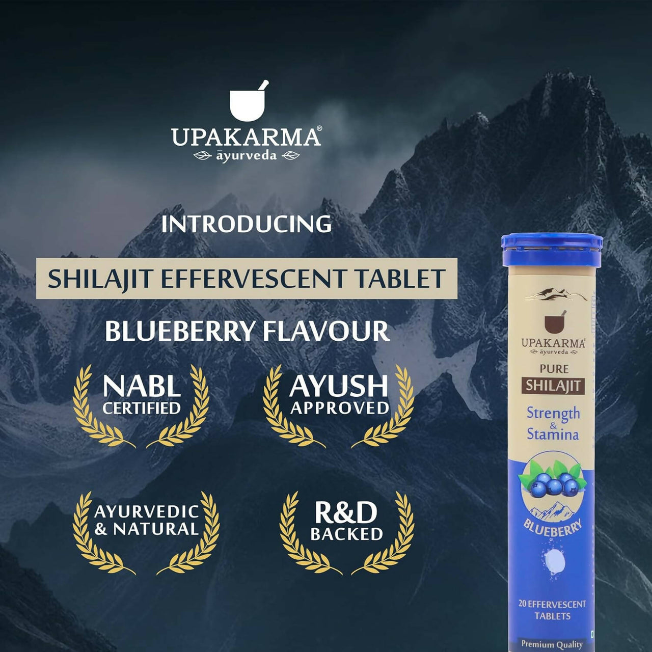 Upakarma Ayurveda Pure SJ Effervescent Tablets in 2 Unique Flavors (Orange & Blueberry) Combo - Distacart