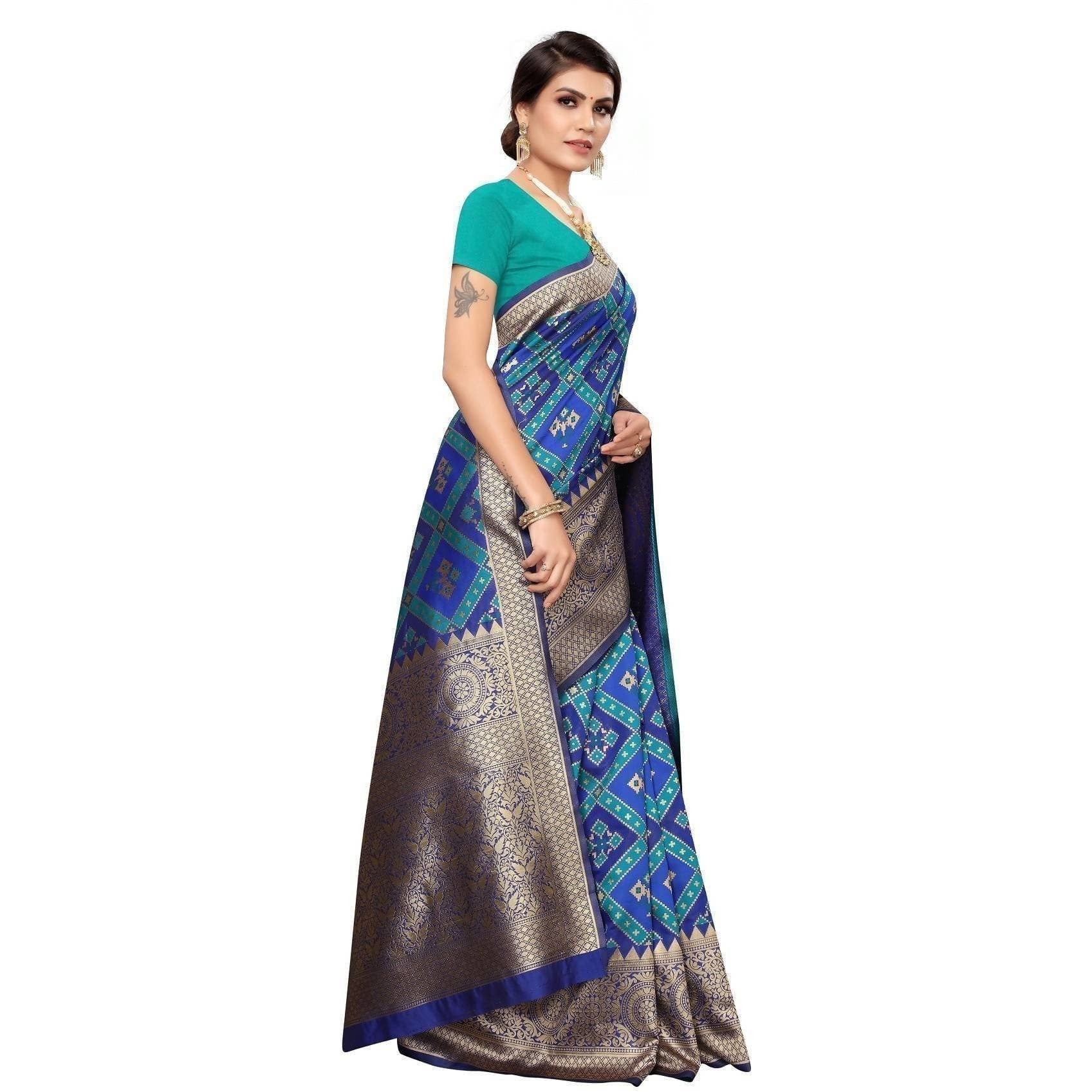 Vamika Banarasi Jaquard Blue Weaving Saree (Banarasi 18)