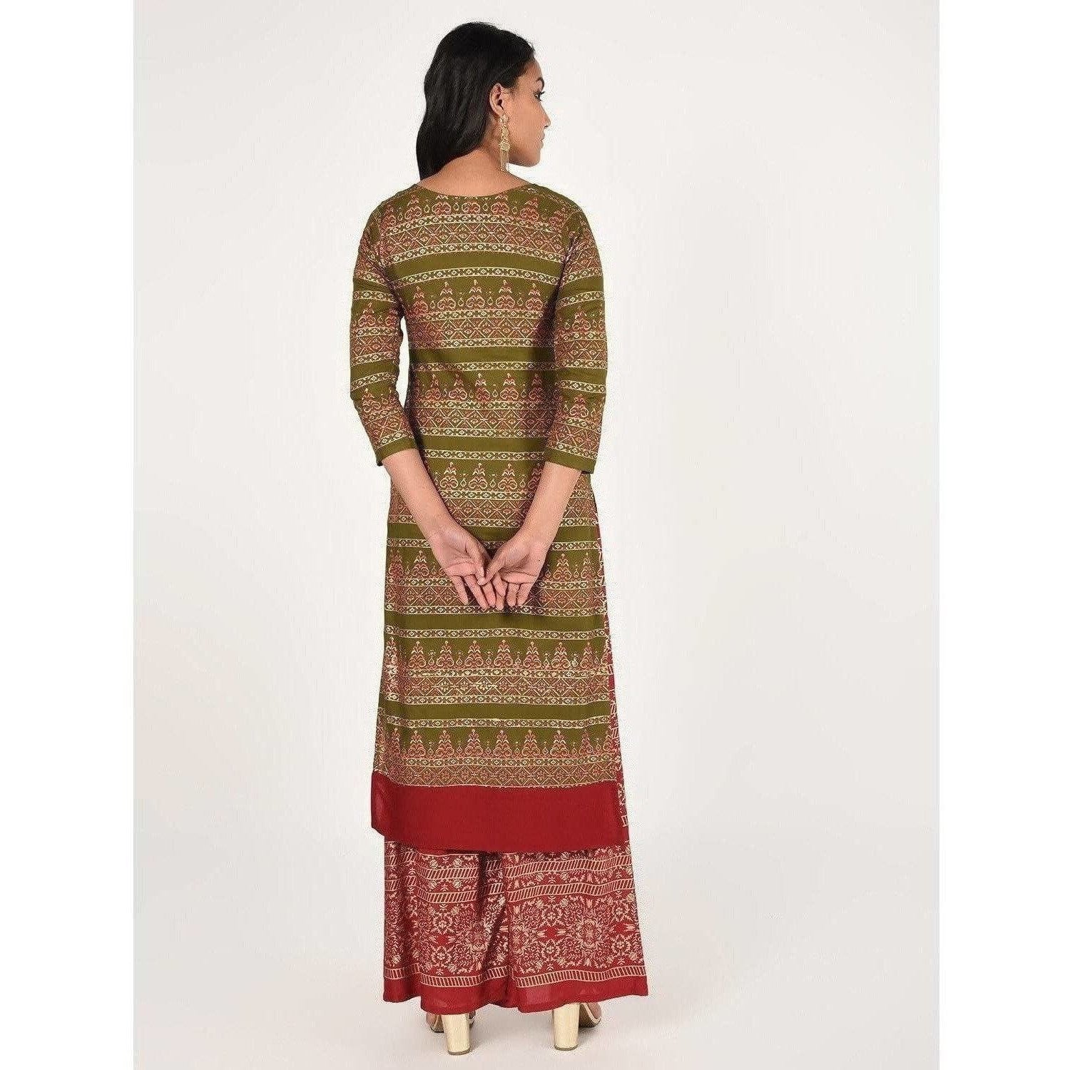 Cheera Women's Beautiful Gold Ptint Straight Kurta (CH068K)