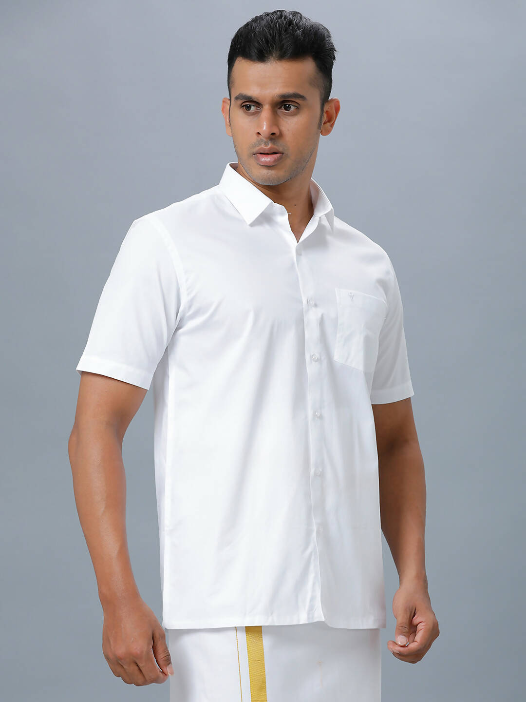 Ramraj Cotton Mens Half Sleeve Formal Poly Cotton White Shirt - Distacart