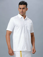 Thumbnail for Ramraj Cotton Mens Half Sleeve Formal Poly Cotton White Shirt - Distacart