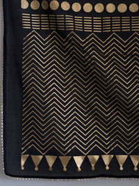 Thumbnail for Suta Black Ethnic Motifs Cotton Blend Saree - Distacart