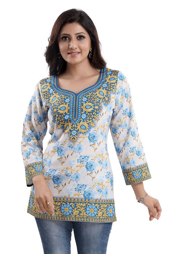 Snehal Creations Best Stylish Faux Crepe Printed Short Kurti Tunic