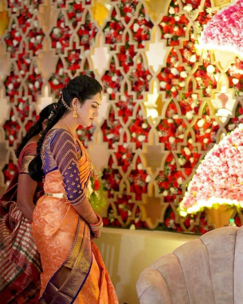 DEIANA'S Beautiful Golden Jari with New Design Soft Lichi Silk Saree - Peach - Distacart