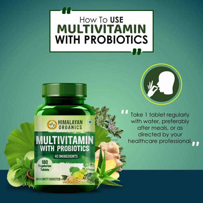 Organics Multivitamin With Probiotics, 40 Ingredients Immunity Booster: 180 Vegetarian Tablets