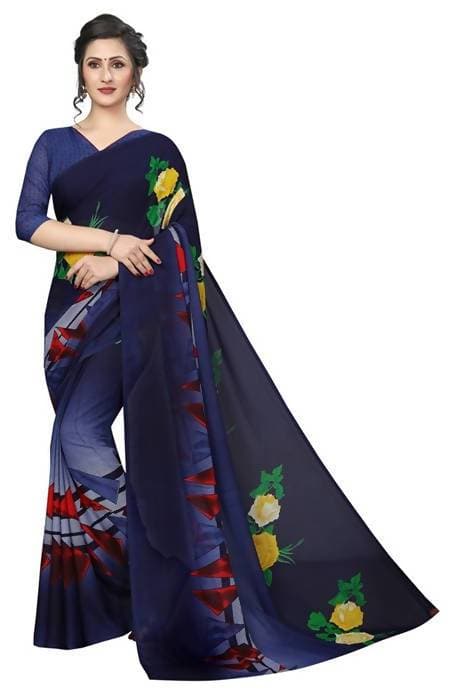 Vamika Navy Georgette Printed Contemporary Saree (SKODA NAVY)