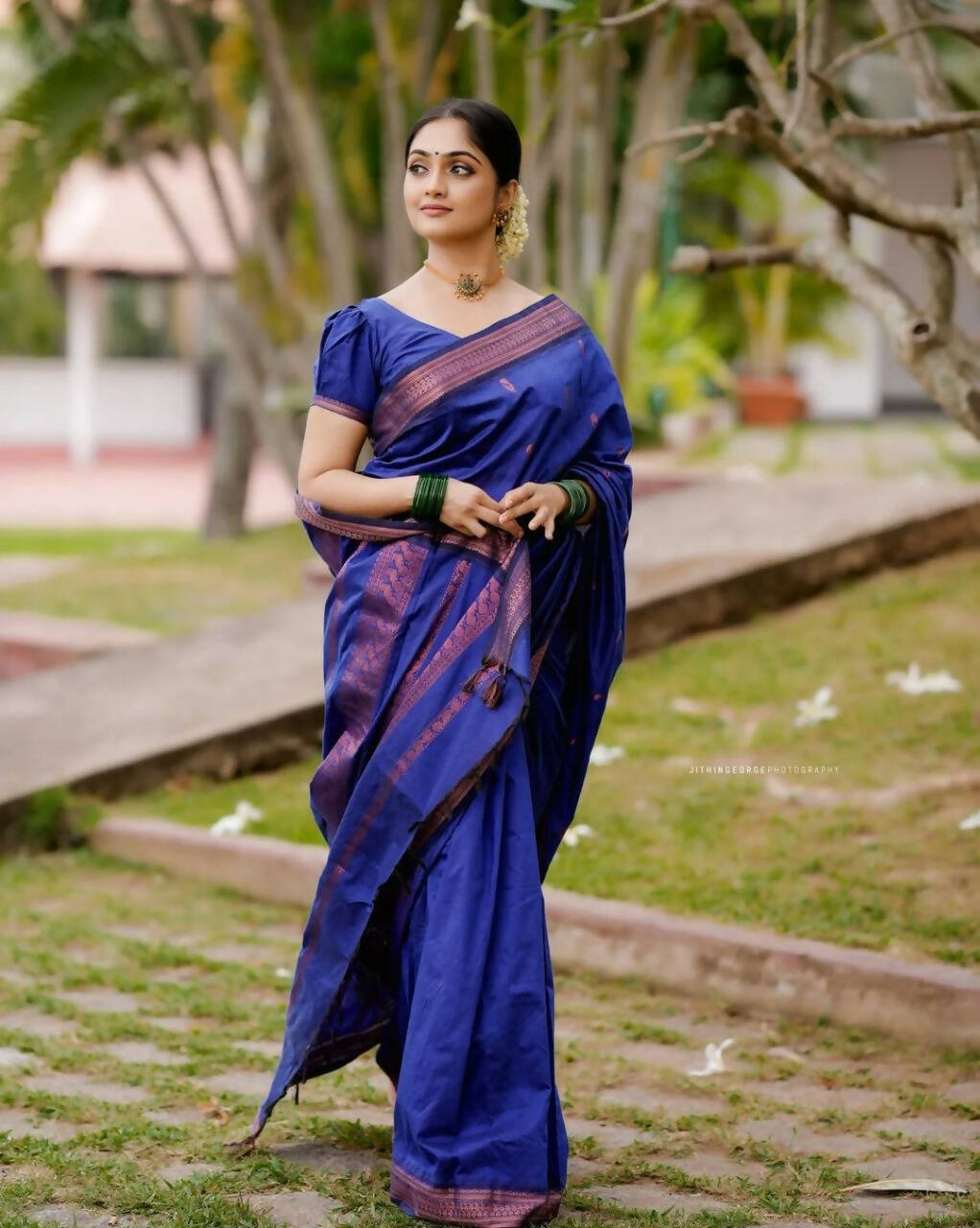 DEIANA'S Beautiful Golden Jari with New Design Soft Lichi Silk Saree - Blue - Distacart