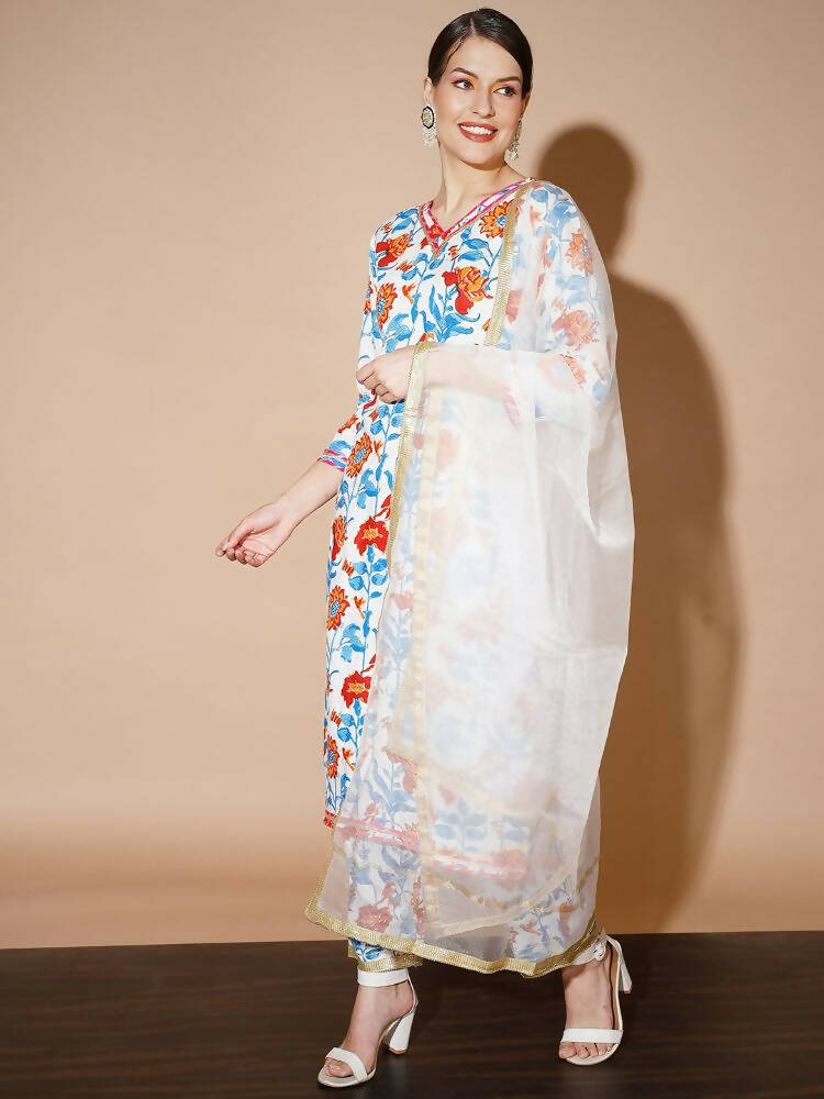 Myshka Women Multi Solid Kurta & Trousers With Dupatta - Distacart