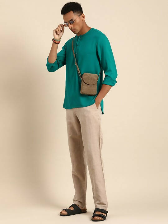 Sea Green Men Rayon Solid Opaque Casual Shirt - Mahotsav - Distacart