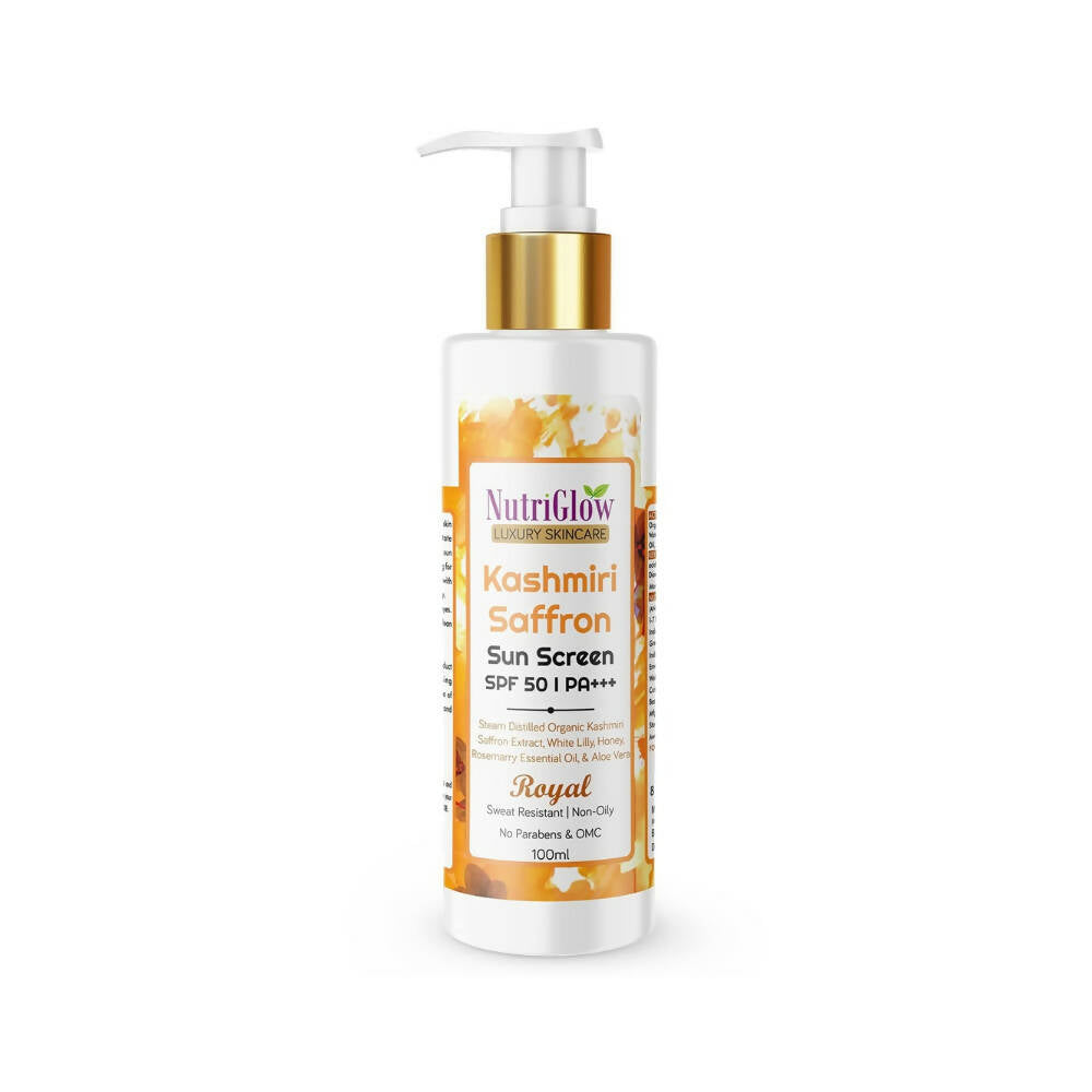 NutriGlow Luxury Skincare Kashmiri Saffron Sunscreen Serum 50 PA+++ - Distacart