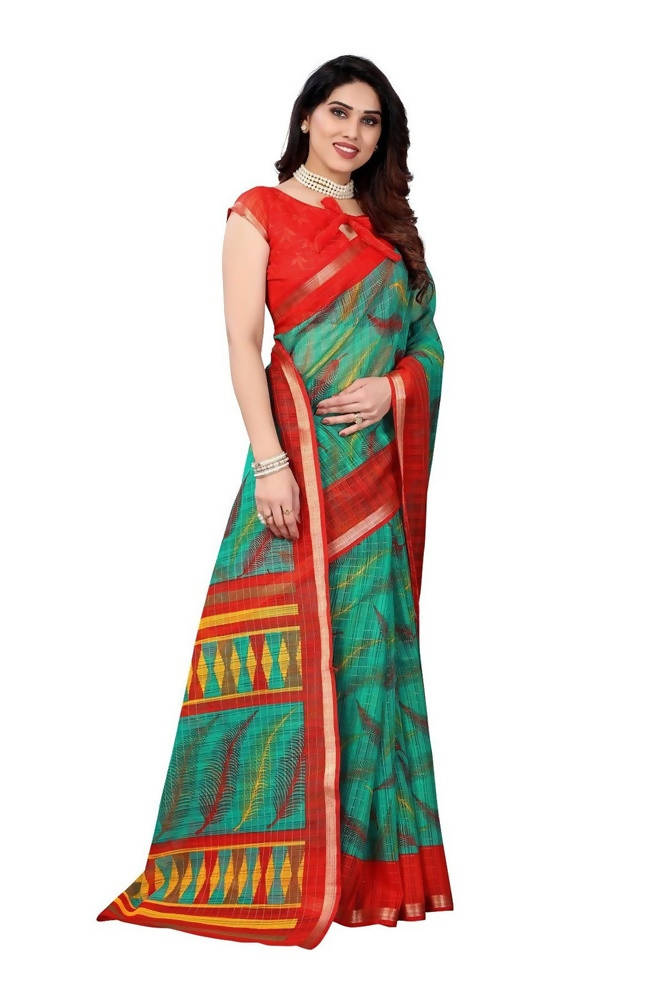 Vamika Green Linen Zari Border Saree