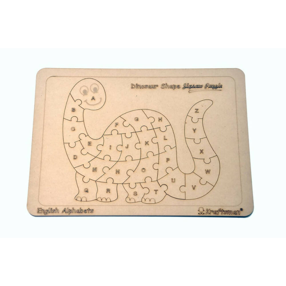Kraftsman English Alphabets Wooden Jigsaw Puzzles Dinosaur Shape Puzzle | Color Kit Included - Distacart