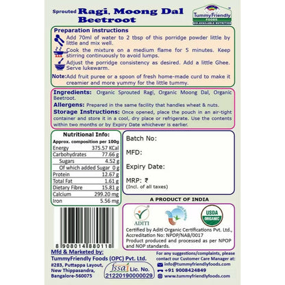 TummyFriendly Foods Certified Ragi Porridge Mixes - Stage1, Stage2, Stage3 - Distacart