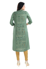 Thumbnail for Snehal Creations Pleasing Pista Green Rayon Print Long Kurta For Women - Distacart