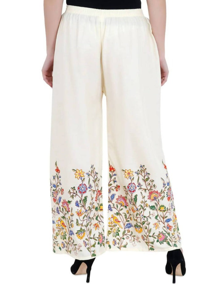 Mominos Fashion Off White Floral Design Palazzo