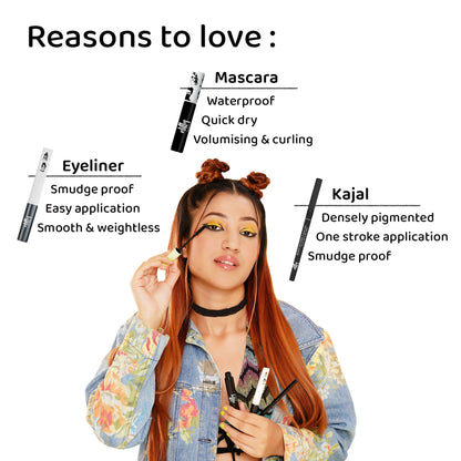 Elitty Eye Gotta Feeling Ultimate Black 3 in 1 Eyeliner, Kajal, Mascara Combo - Distacart