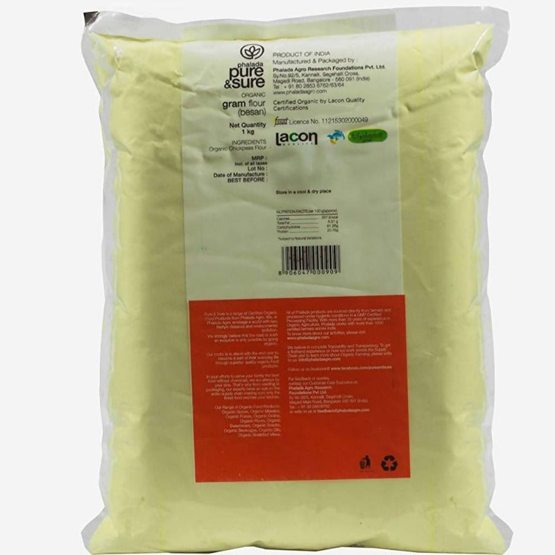 Pure and Sure Organic Gram Flour (Besan) Back Image