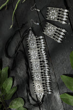 Thumbnail for Mominos Fashion Johar Kamal Women Silver-Plated Brass Finish Mirror Work Choker - Distacart