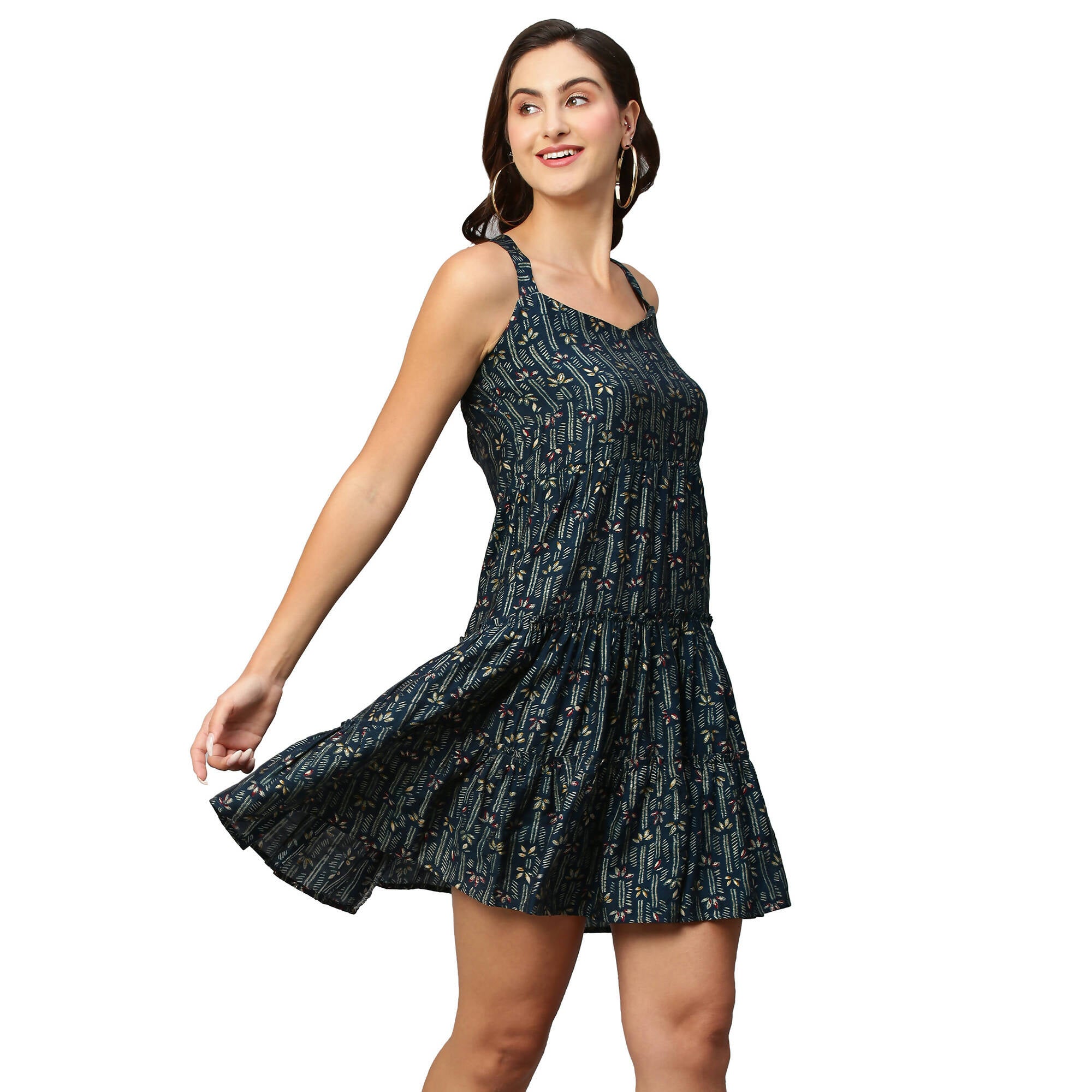 Beige Modal Chanderi Tie Dye Printed Dress - Poonam - Distacart