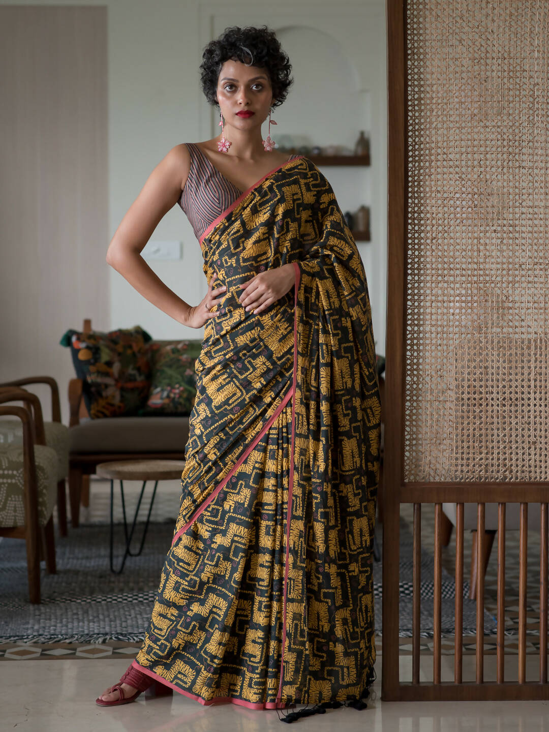 Suta Multi Color Abstract Pure Cotton Saree - Distacart