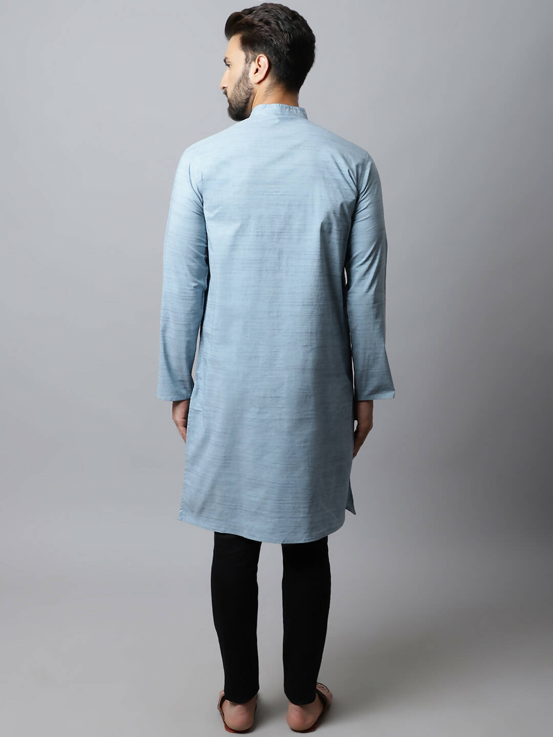 Even Apparels Blue Color Cotton Pure Cotton Men's Kurta With Side Placket (SLD1156) - Distacart