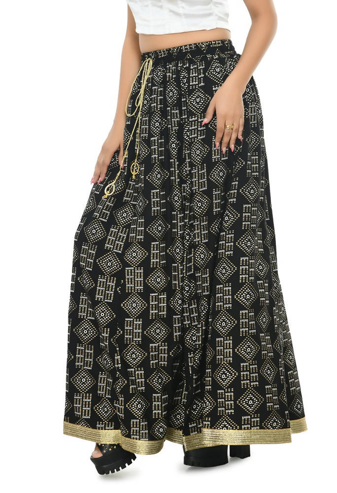 Mominos Fashion Moeza Cotton Black Printed Lehenga (Lancha)