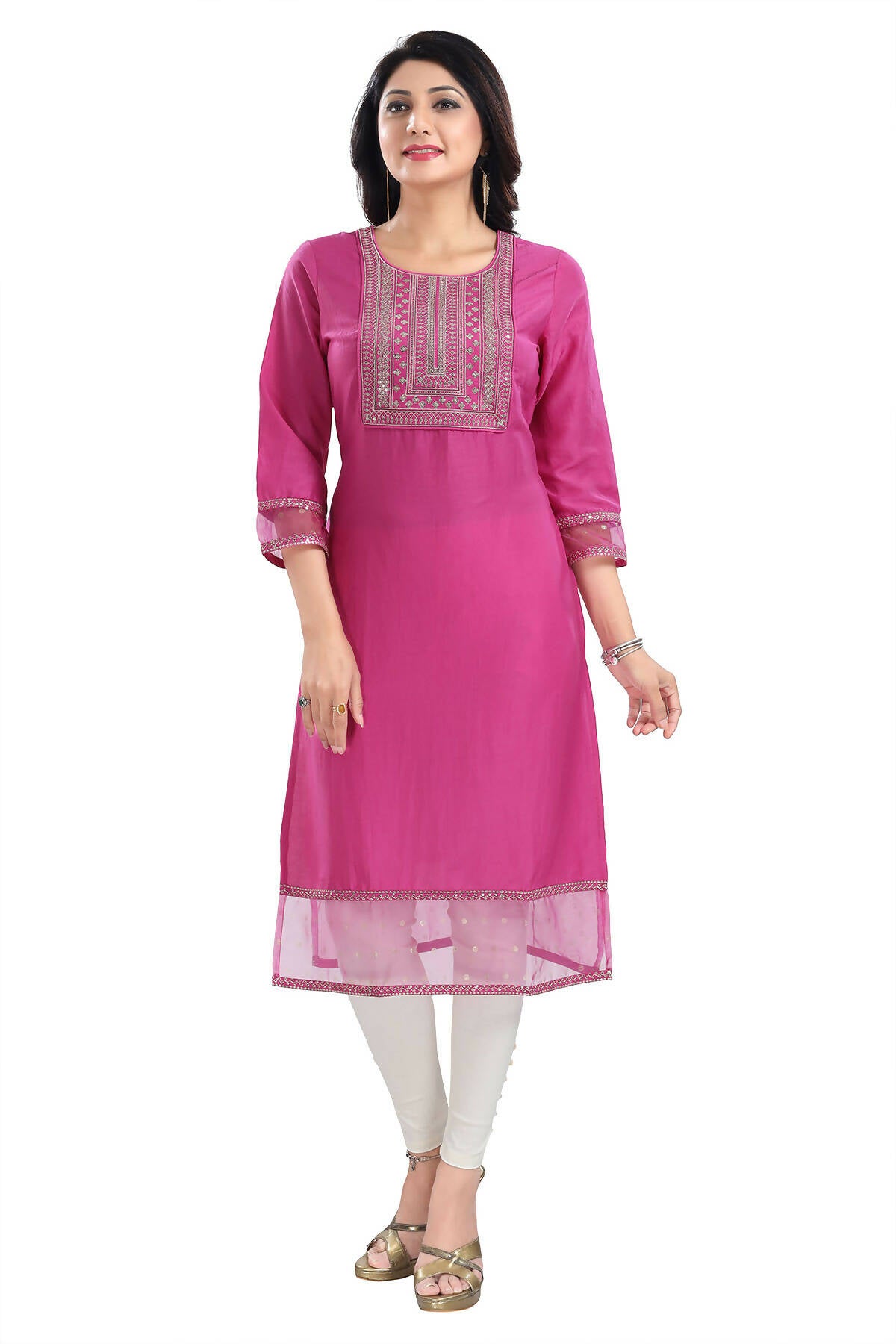 Snehal Creations Wonderful Art Silk Designer Long Kurti Tunic With Zari Embroidery - Distacart