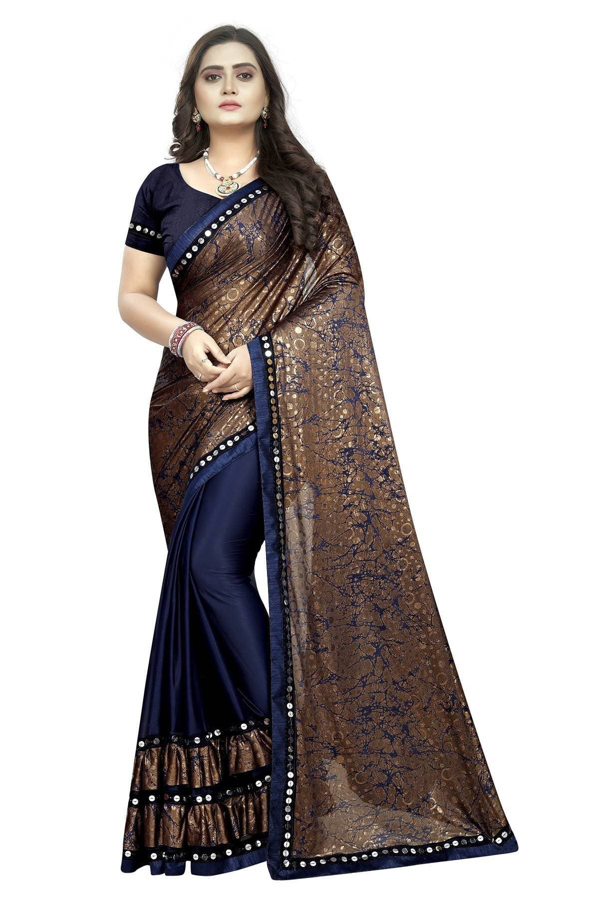 Vamika Navy Lycra Designer Saree
