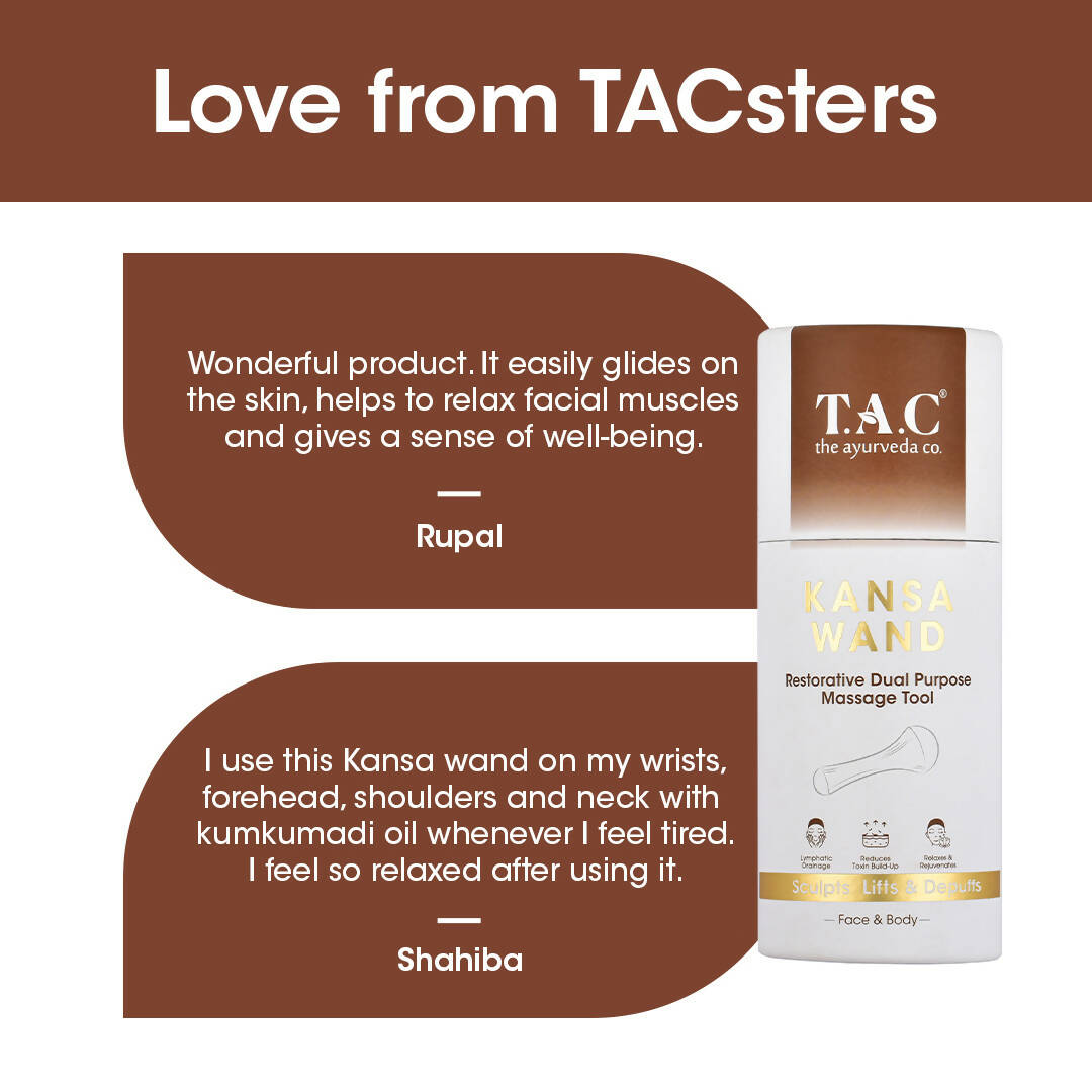 TAC - The Ayurveda Co. Kansa Wand Dual Purpose Massager Tool for Face & Body - Distacart