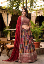 Thumbnail for Women's Wedding Traditional Multi Dull Satin Lehenga Choli - Kaushlya - Distacart
