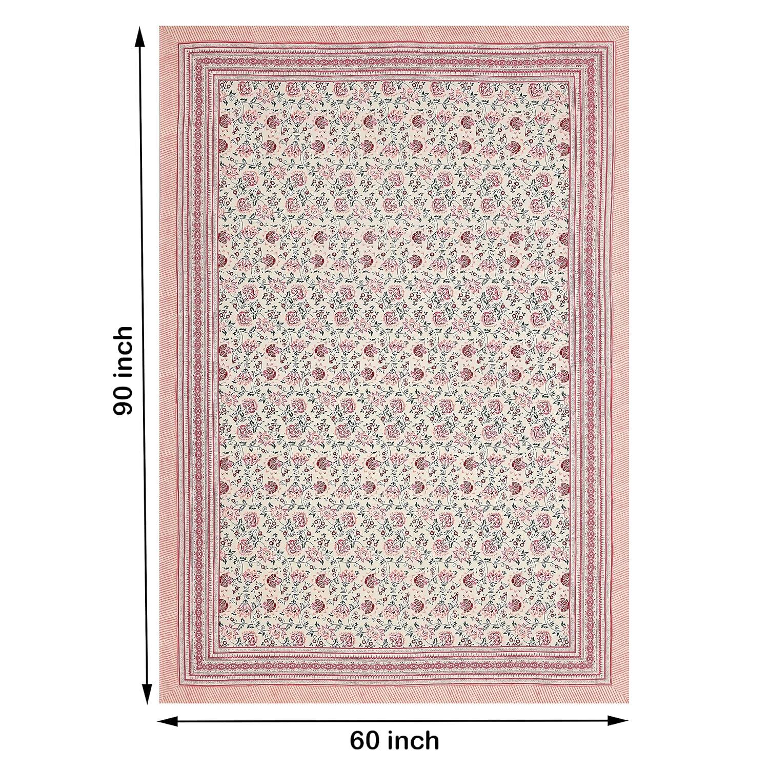 Blocks Of India Hand Block Printed Cotton Rectangular Table Cloth - Pink Kalamkari - Distacart