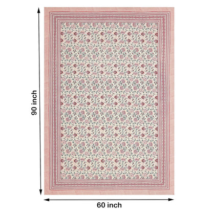 Blocks Of India Hand Block Printed Cotton Rectangular Table Cloth - Pink Kalamkari - Distacart