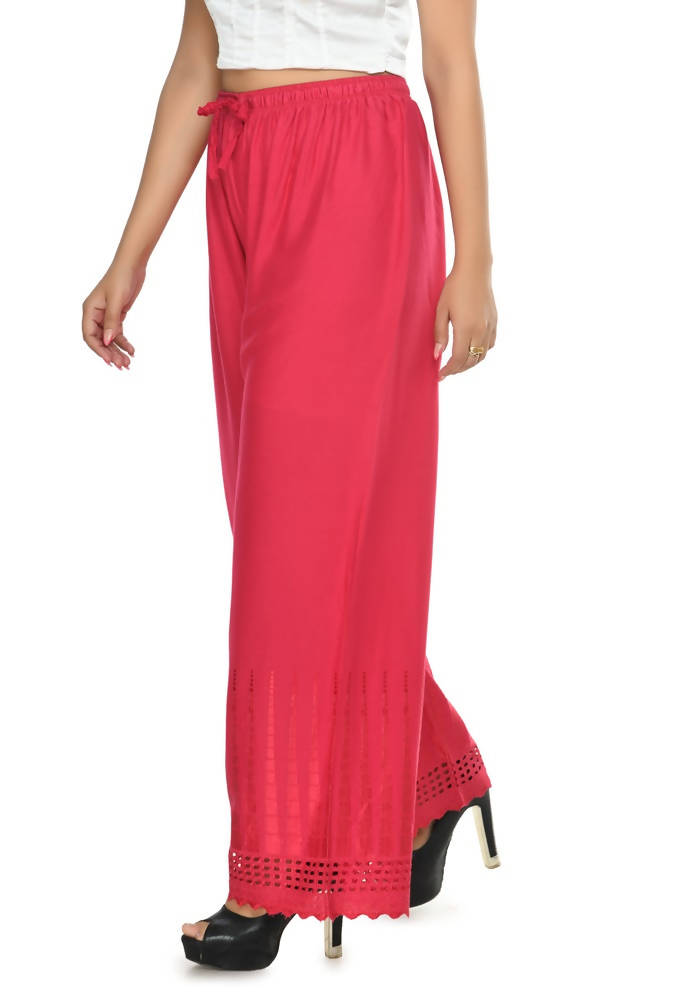 Mominos Fashion Moeza Reyon Cotton Magenta Cut Work Palazzo