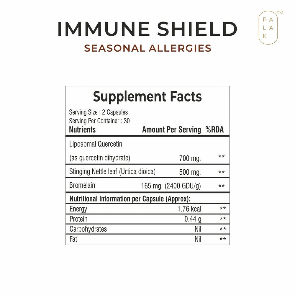 Palak Notes Immune Shield Seasonal Allergies Capsules - Distacart