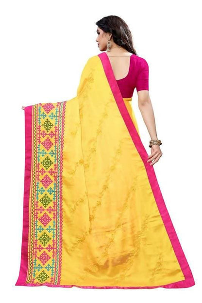 Vamika Yellow Chiffon Emboridered Saree (SUIDHAGA YELLOW)