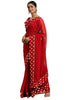 Janasya Women's Red Poly Georgette Printed Saree With Blouse Piece