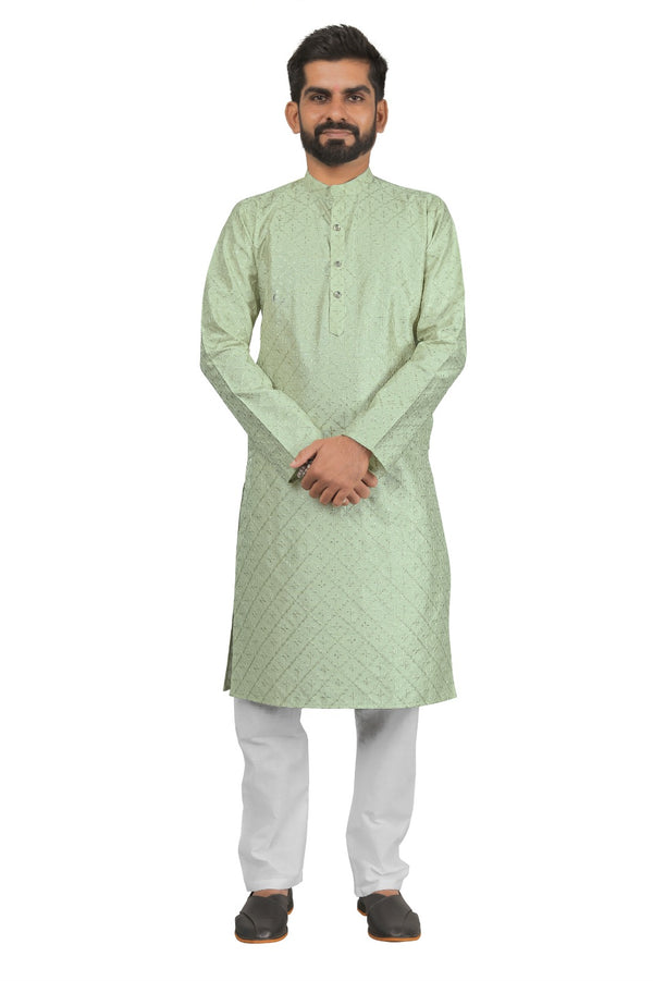 DEIANA'S Fancy Embroidery kurta Payjama Set For Men's (Pista) - Distacart
