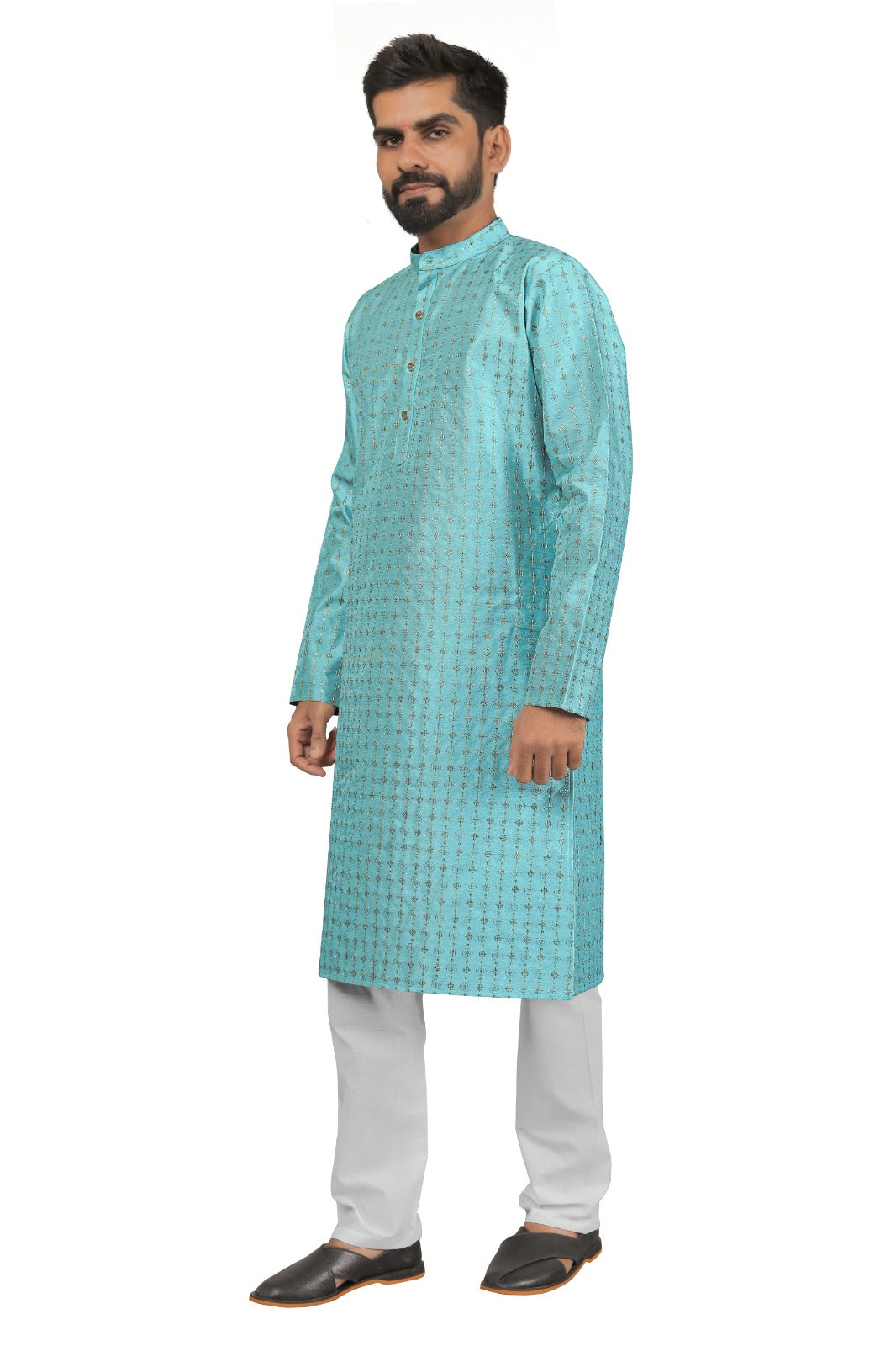 DEIANA'S Fancy Embroidery kurta Payjama Set For Men's (Sky Blue) - Distacart