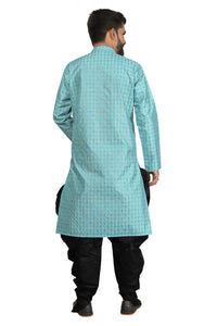 Thumbnail for DEIANA'S Fancy Black Dhoti Embroidery kurta Set For Men's (Sky Blue) - Distacart
