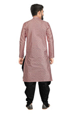 Thumbnail for DEIANA'S Fancy Black Dhoti Embroidery kurta Set For Men's (Peach) - Distacart
