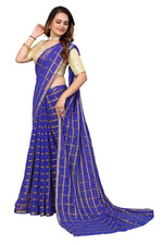 Thumbnail for Vamika Ethnic Fire Blue Jari Work Chiffon Saree - Distacart