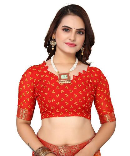 Vamika Red Georgette Printed With Lace Saree (VERA RED) - Distacart