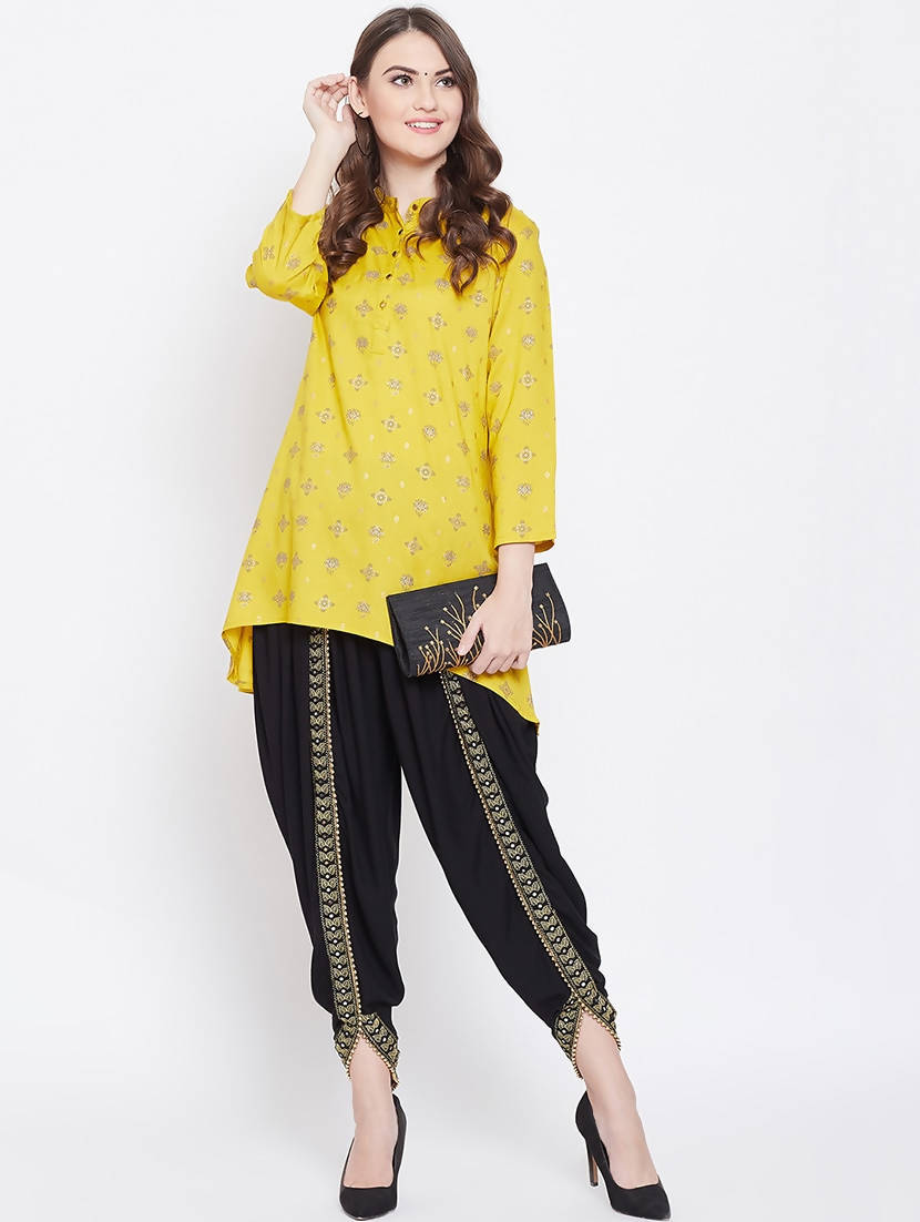 Cheera Women’s Black Dhoti With Golden Lace - Distacart