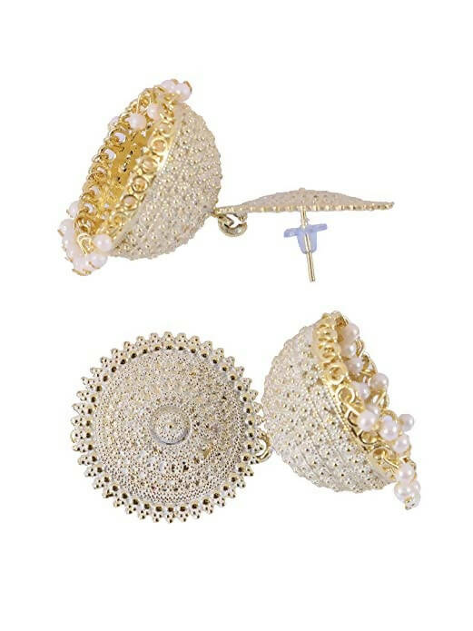 Mominos Fashion Joharkamal Gold-Plated Meenakari Jhumkas For Women & Girls (White) - Distacart