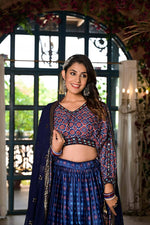 Thumbnail for Women's Wedding Traditional Blue Dull Satin Lehenga Choli - Kaushlya - Distacart